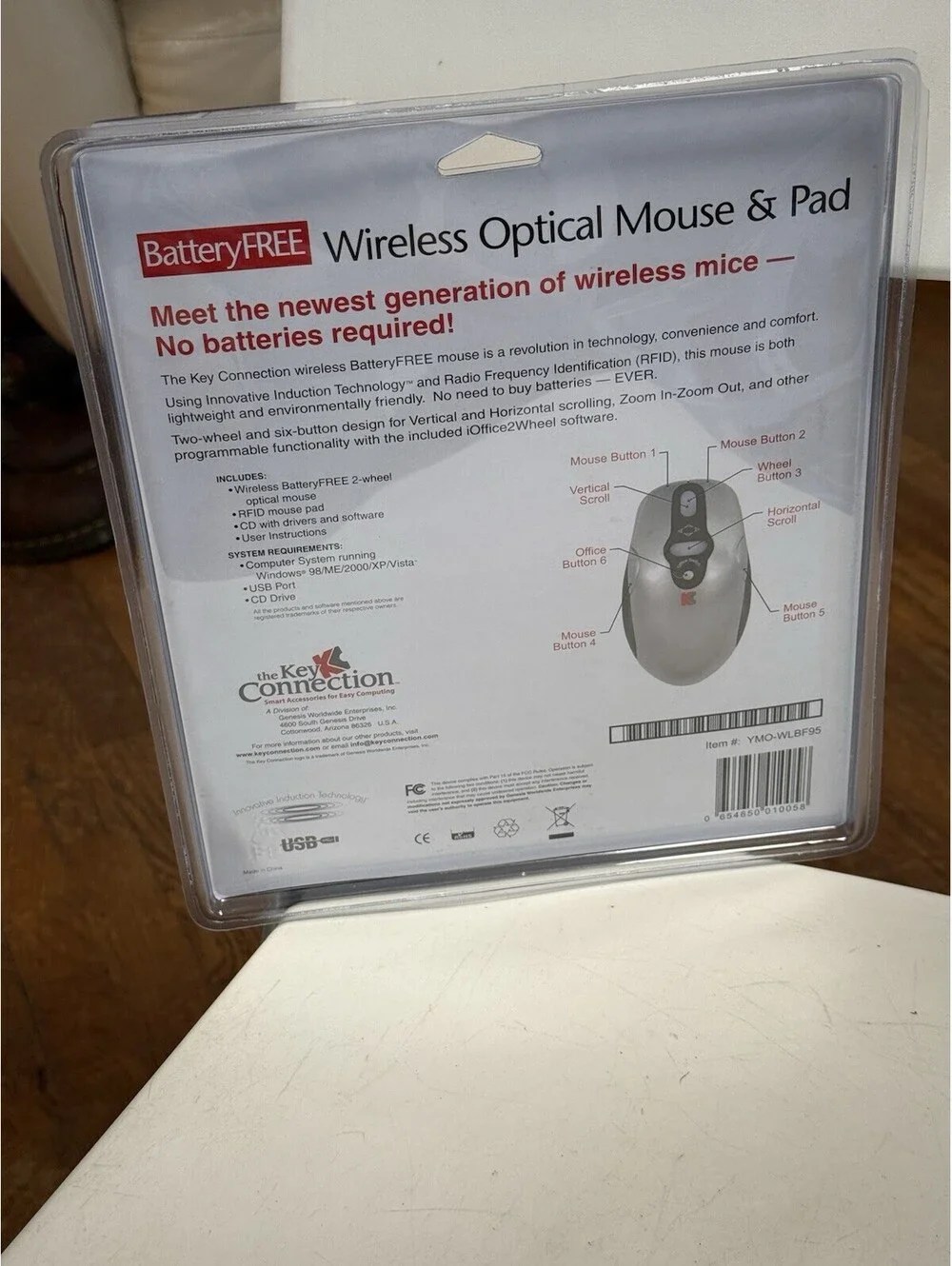 Key Connection Battery-Free Eco-Friendly Wireless Optical Silver Mouse & Pad